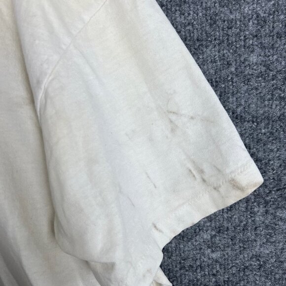 Vintage Hanes Fila White CrewNeck T-shirt Single Stitch Made in USA Size L - Picture 4 of 10